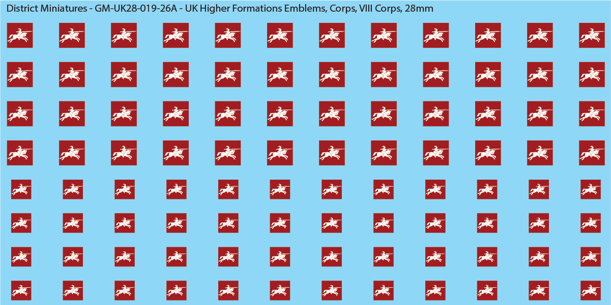 WW2 British - UK Higher Formations Emblems, 28mm Decals