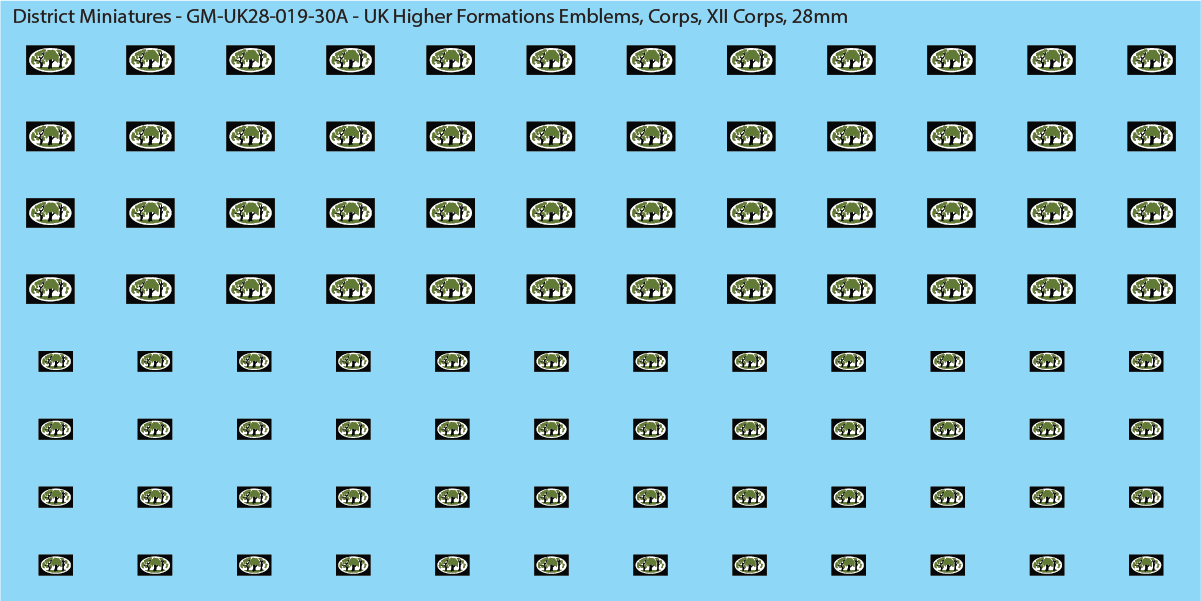 WW2 British - UK Higher Formations Emblems, 28mm Decals