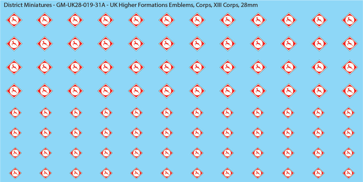 WW2 British - UK Higher Formations Emblems, 28mm Decals