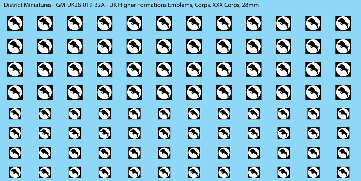 WW2 British - UK Higher Formations Emblems, 28mm Decals
