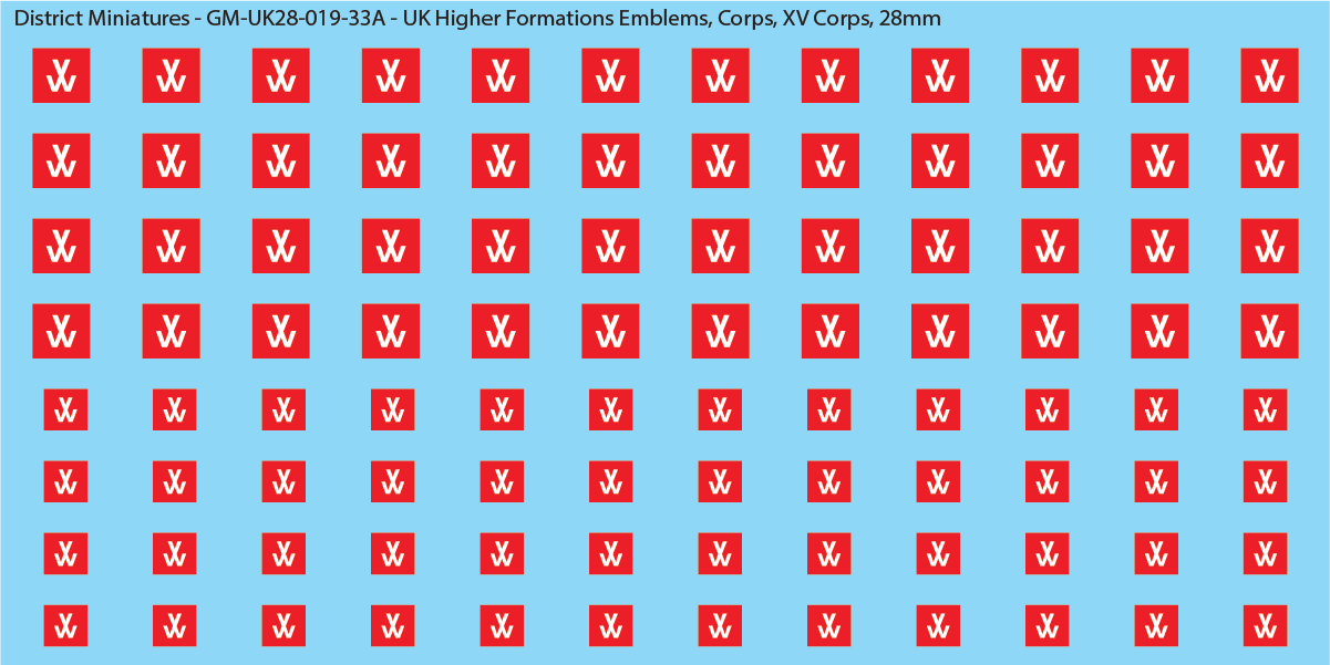 WW2 British - UK Higher Formations Emblems, 28mm Decals