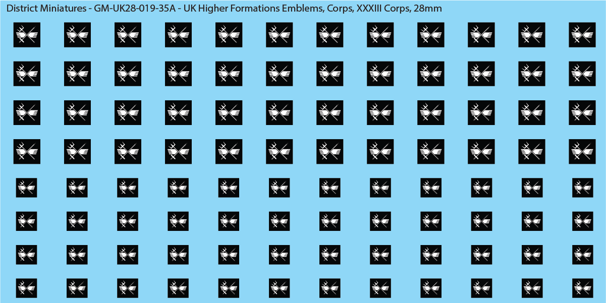 WW2 British - UK Higher Formations Emblems, 28mm Decals