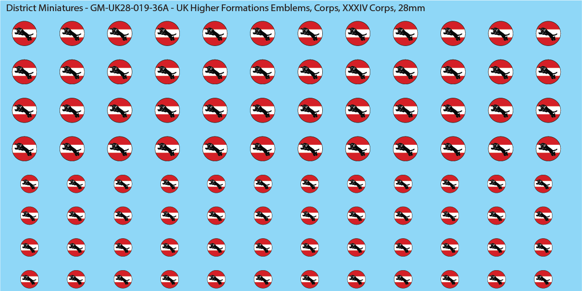 WW2 British - UK Higher Formations Emblems, 28mm Decals