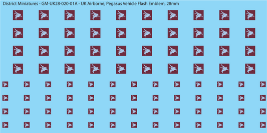 WW2 British - UK Airborne, Pegasus Vehicle Flash Emblem, 28mm Decals