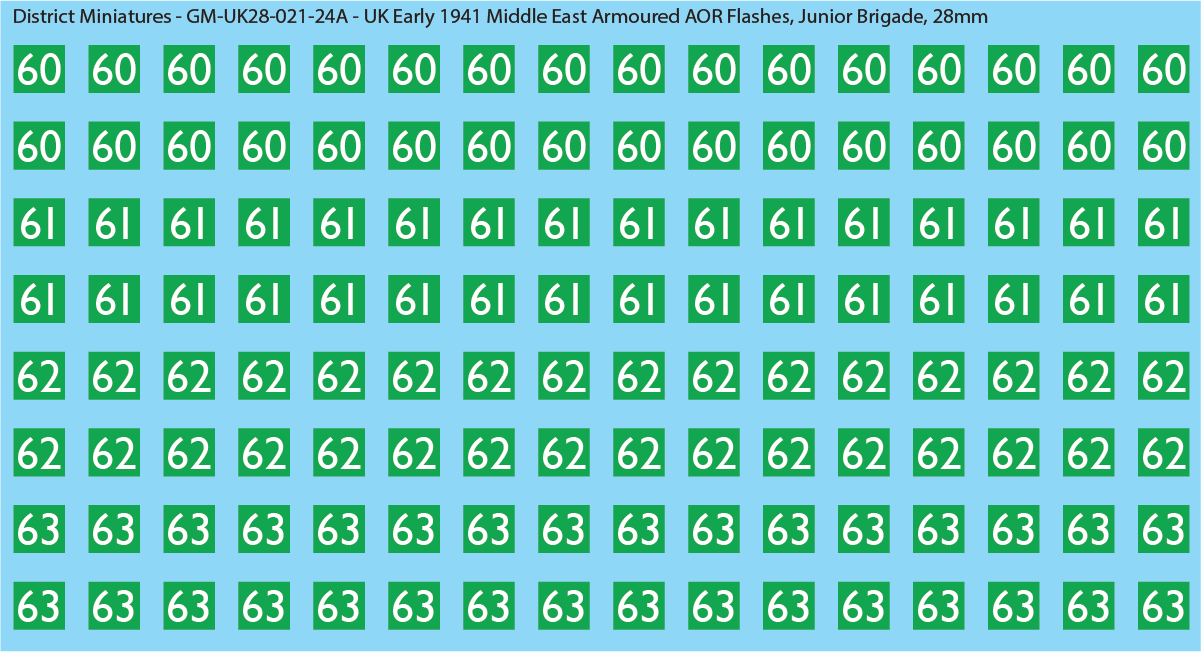 WW2 British - UK Early 1941 Middle East Armor AOR Flashes (Multiple Options), 28mm Decals