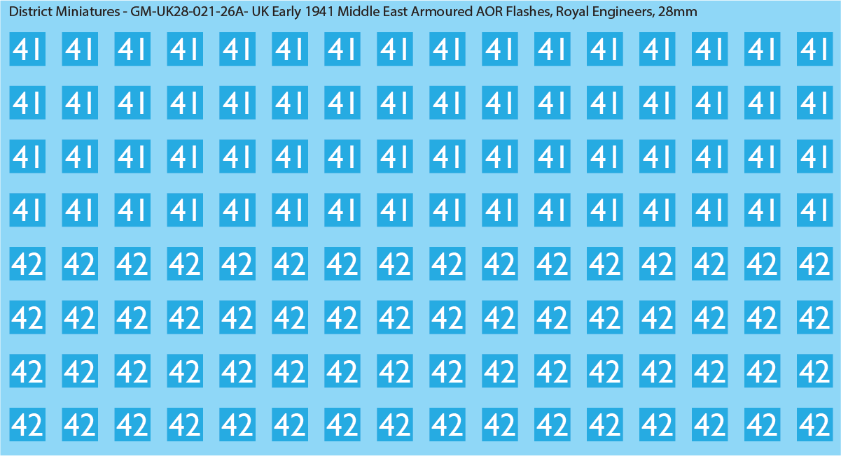 WW2 British - UK Early 1941 Middle East Armor AOR Flashes (Multiple Options), 28mm Decals