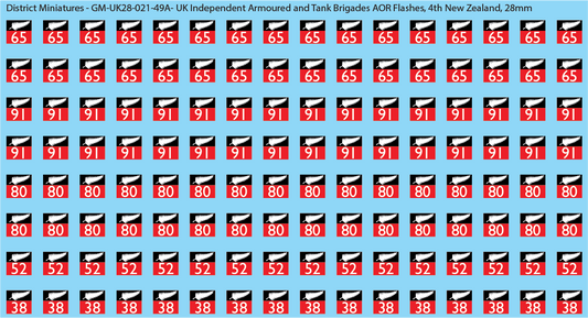 WW2 British - UK Independent Armoured and Tank Brigades AOR Flashes (Multiple Options), 28mm Decals