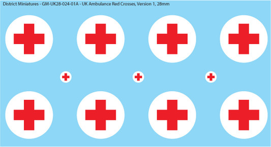 WW2 - Ambulance Crosses, 28mm Decals