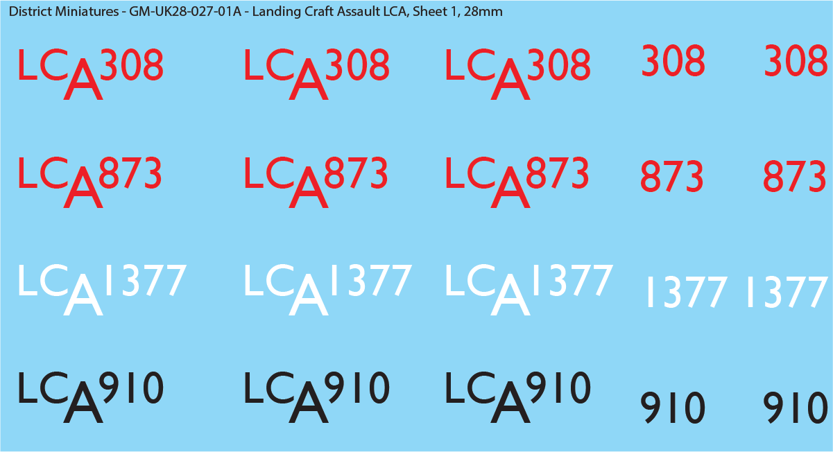 WW2 UK Landing Craft Decals (Multiple Options), 28mm Decals