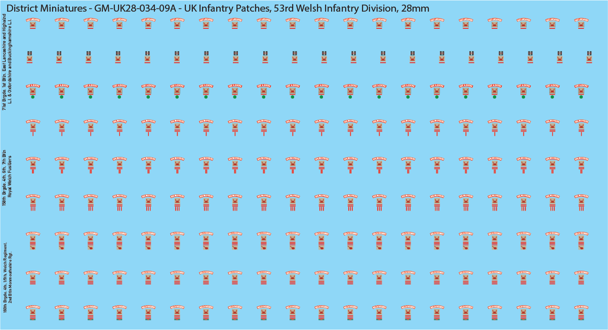 WW2 British - UK Infantry Patches (Multiple Options), 28mm Decals