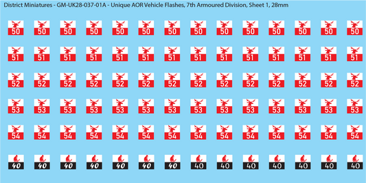 WW2 British - UK Unique AOR Flashes (Multiple Options), 28mm Decals