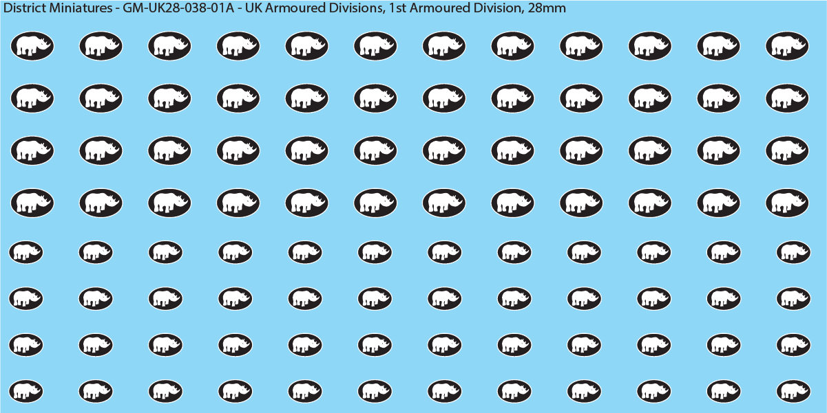 WW2 British - UK Divisional and Brigade Insignia for Armoured/Tanks (Multiple Options), 28mm Decals