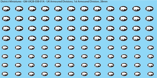 WW2 British - UK Divisional and Brigade Insignia for Armoured/Tanks (Multiple Options), 28mm Decals