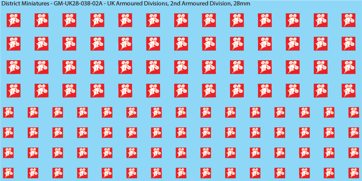 WW2 British - UK Divisional and Brigade Insignia for Armoured/Tanks (Multiple Options), 28mm Decals