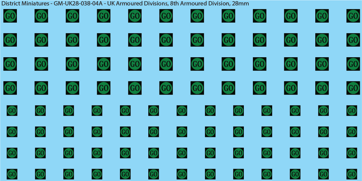 WW2 British - UK Divisional and Brigade Insignia for Armoured/Tanks (Multiple Options), 28mm Decals