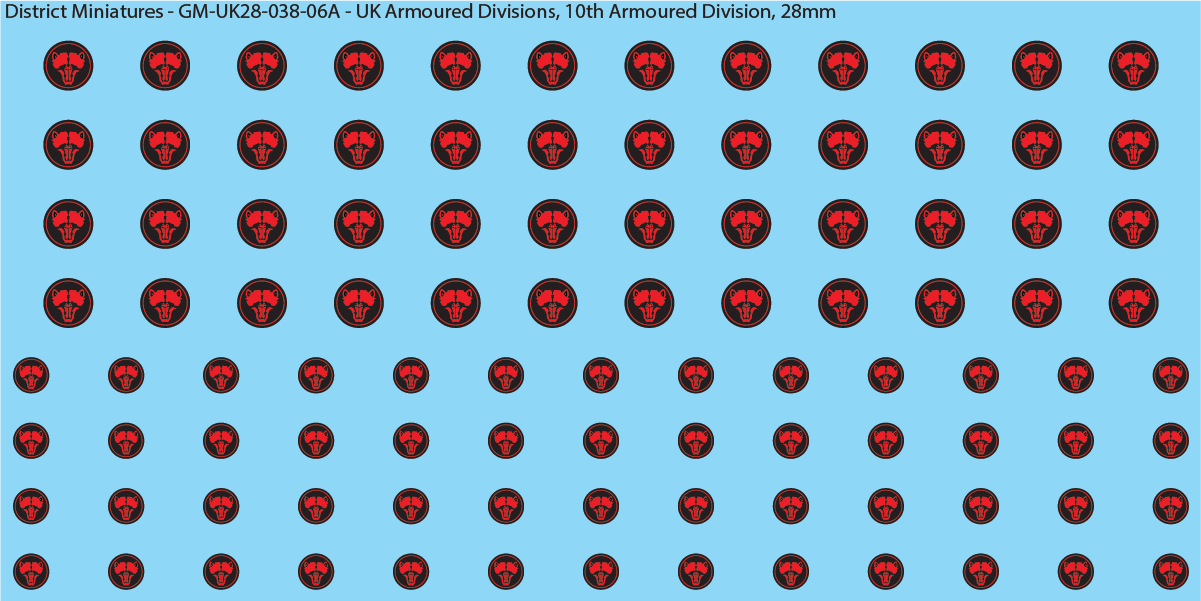 WW2 British - UK Divisional and Brigade Insignia for Armoured/Tanks (Multiple Options), 28mm Decals