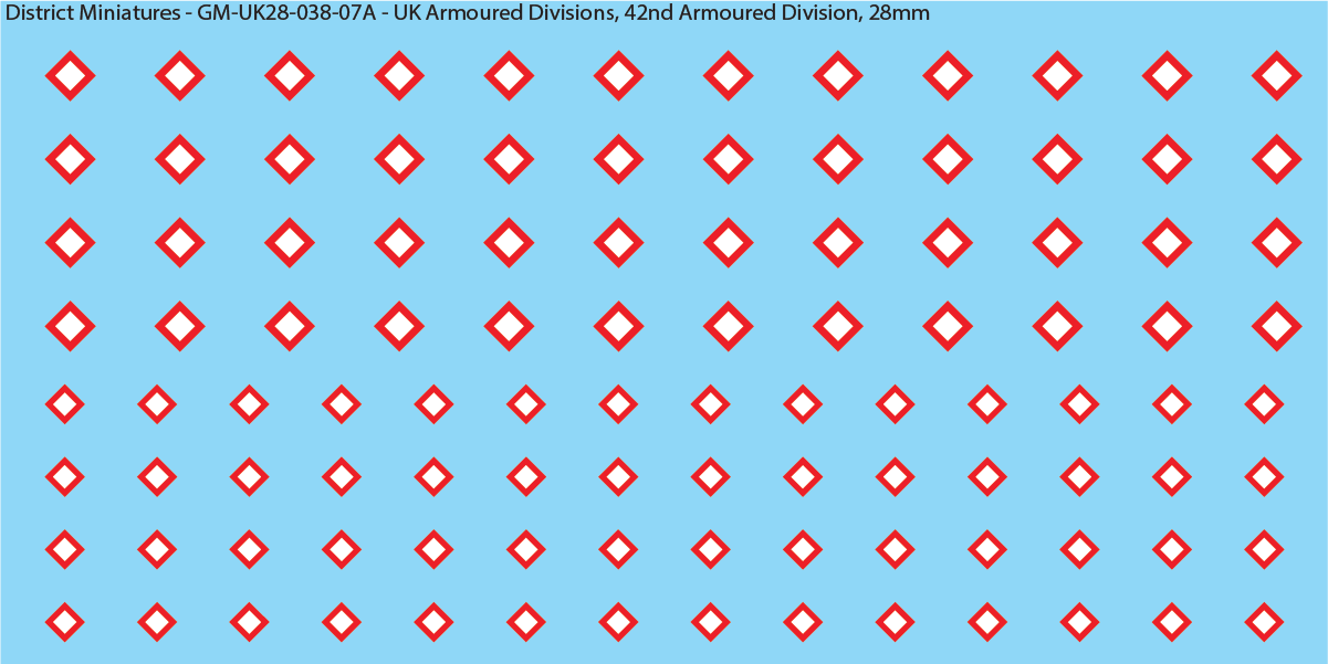 WW2 British - UK Divisional and Brigade Insignia for Armoured/Tanks (Multiple Options), 28mm Decals