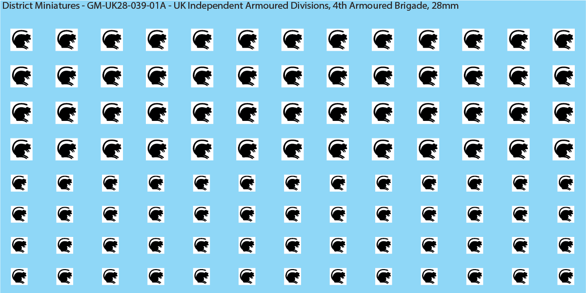 WW2 British - UK Divisional and Brigade Insignia for Armoured/Tanks (Multiple Options), 28mm Decals