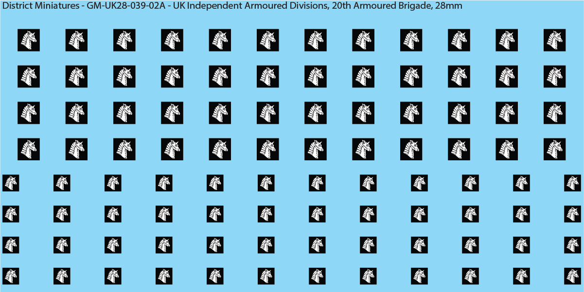 WW2 British - UK Divisional and Brigade Insignia for Armoured/Tanks (Multiple Options), 28mm Decals