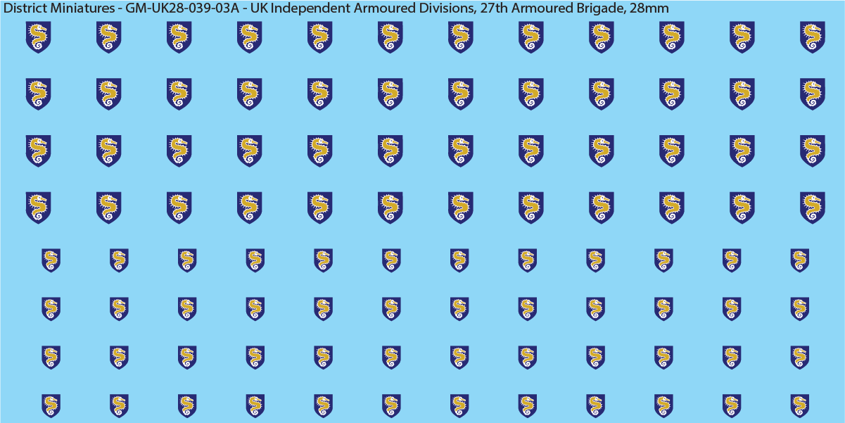 WW2 British - UK Divisional and Brigade Insignia for Armoured/Tanks (Multiple Options), 28mm Decals