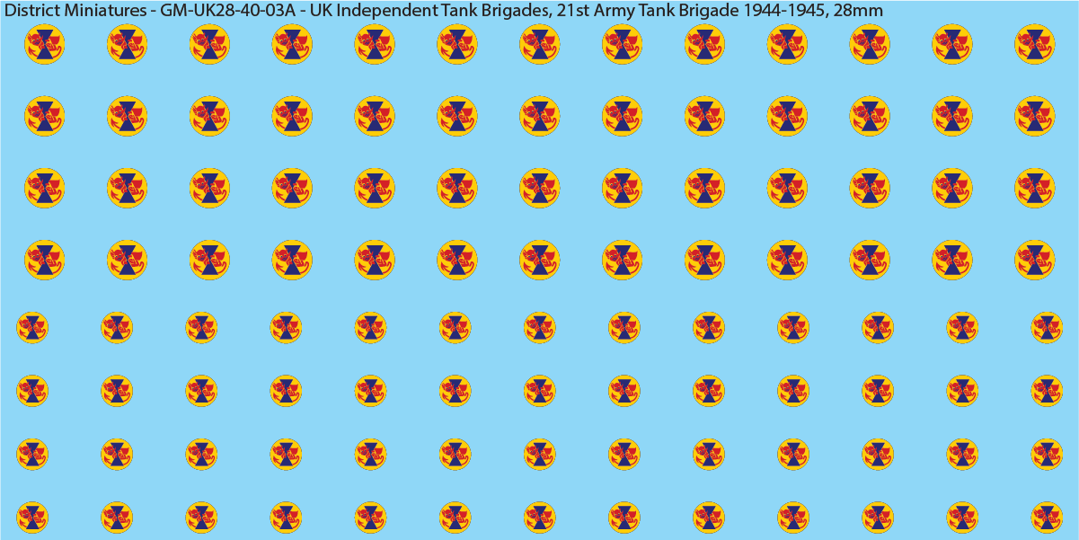 WW2 British - UK Divisional and Brigade Insignia for Armoured/Tanks (Multiple Options), 28mm Decals