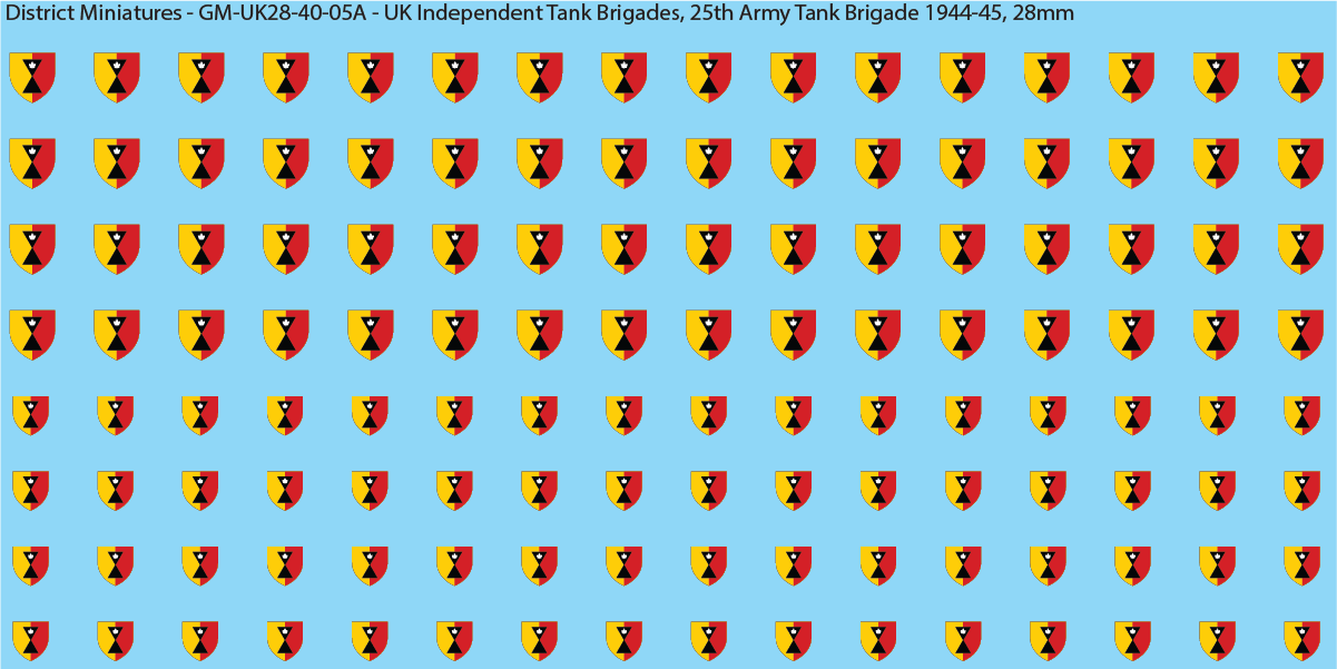 WW2 British - UK Divisional and Brigade Insignia for Armoured/Tanks (Multiple Options), 28mm Decals