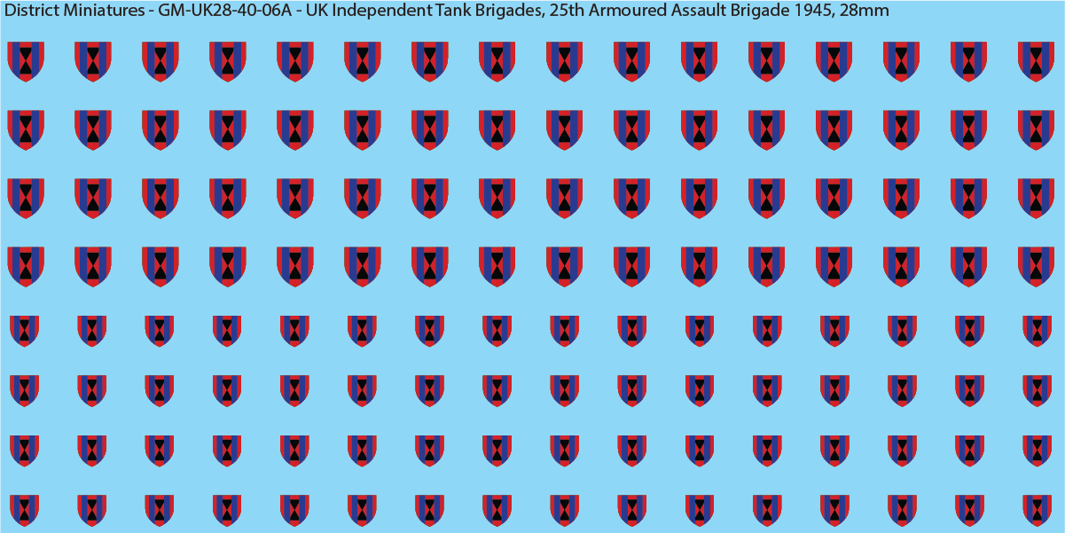 WW2 British - UK Divisional and Brigade Insignia for Armoured/Tanks (Multiple Options), 28mm Decals
