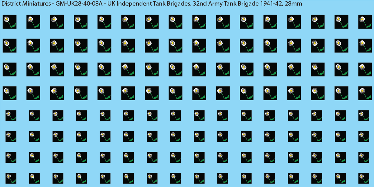 WW2 British - UK Divisional and Brigade Insignia for Armoured/Tanks (Multiple Options), 28mm Decals