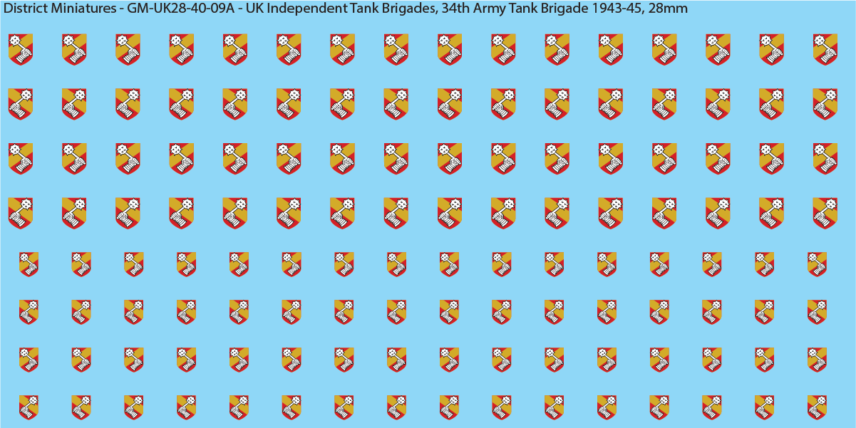 WW2 British - UK Divisional and Brigade Insignia for Armoured/Tanks (Multiple Options), 28mm Decals