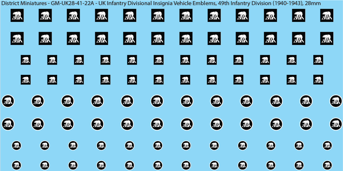 WW2 British - UK Infantry Divisions (Vehicles) #1, 28mm Decals