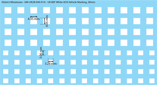 WW2 British - UK BEF White AOS Markings, 28mm Decals
