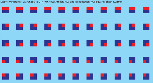 WW2 British - UK Royal Artillery AOS and Identification (Multiple Options), 28mm Decals