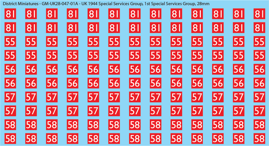 WW2 British - UK 1944 Special Services Group (Multiple Options), 28mm Decals