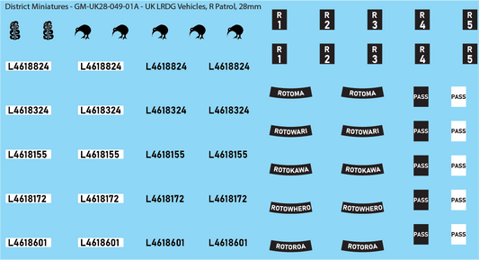 WW2 British - UK LRDG Vehicles and Patrol Markings (Multiple Options), 28mm Decals