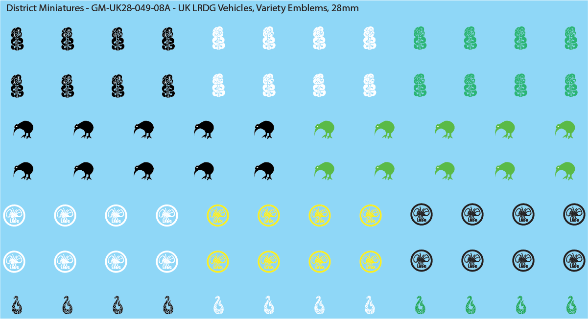 WW2 British - UK LRDG Vehicles and Patrol Markings (Multiple Options), 28mm Decals