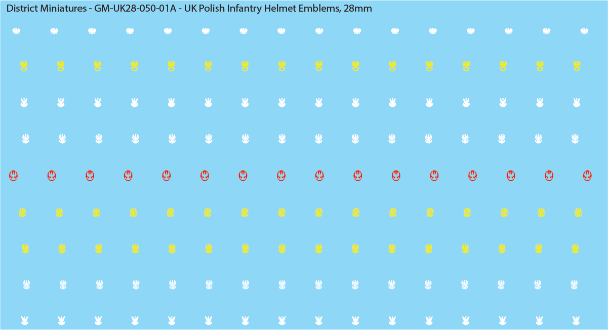 WW2 British - UK Polish Infantry Helmet Emblems, 28mm Decals