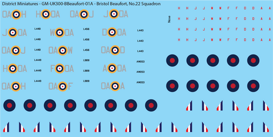 Bristol Beaufort, No.22 Squadron, 1/300 Decals