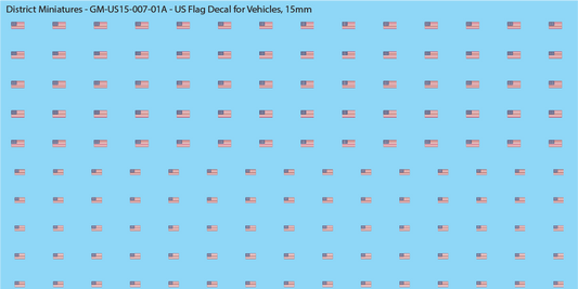 WW2 US Flag Decals for Vehicles, 15mm Decals