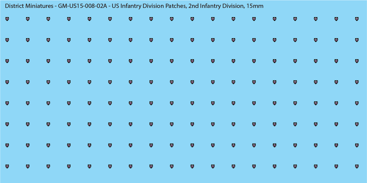WW2 US - US Infantry Division Patches (Multiple Options), 15mm Decals