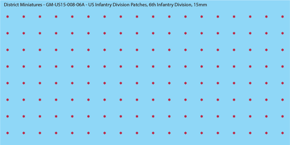 WW2 US - US Infantry Division Patches (Multiple Options), 15mm Decals