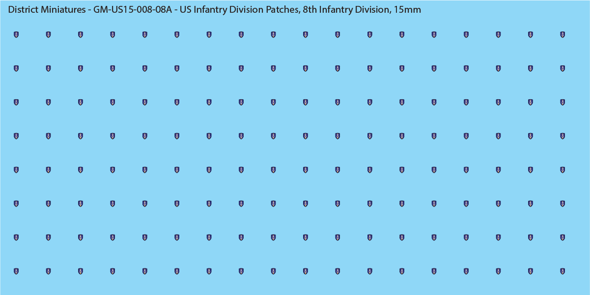 WW2 US - US Infantry Division Patches (Multiple Options), 15mm Decals