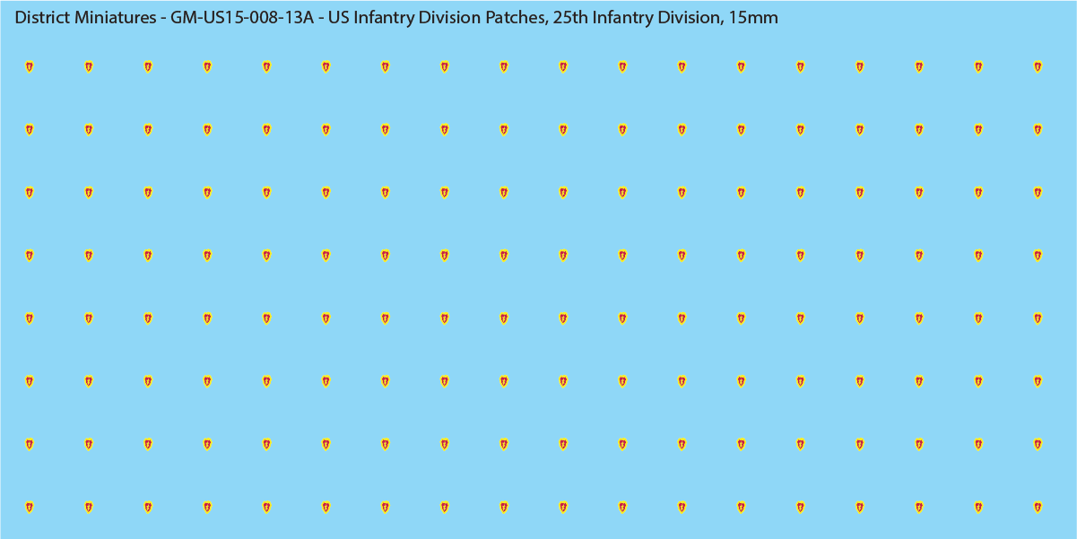 WW2 US - US Infantry Division Patches (Multiple Options), 15mm Decals