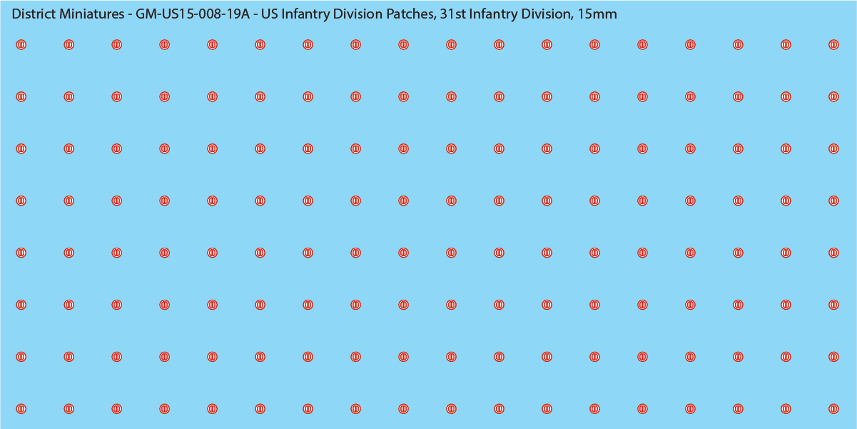 WW2 US - US Infantry Division Patches (Multiple Options), 15mm Decals