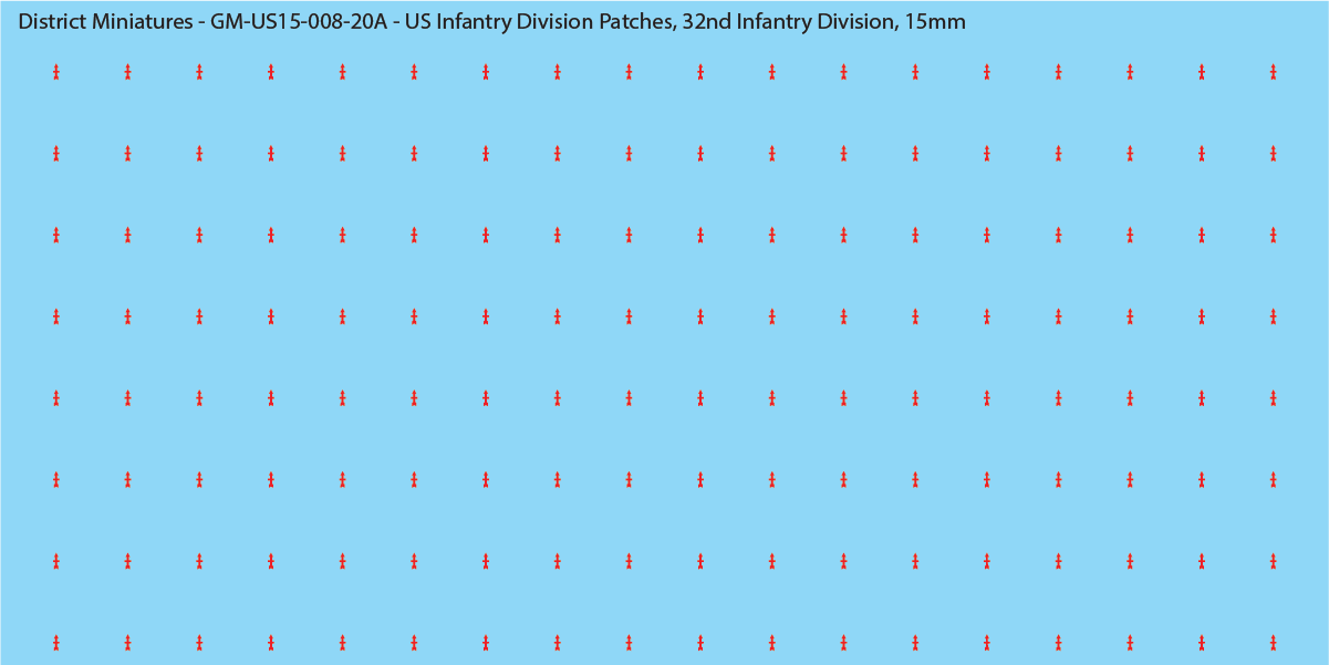 WW2 US - US Infantry Division Patches (Multiple Options), 15mm Decals