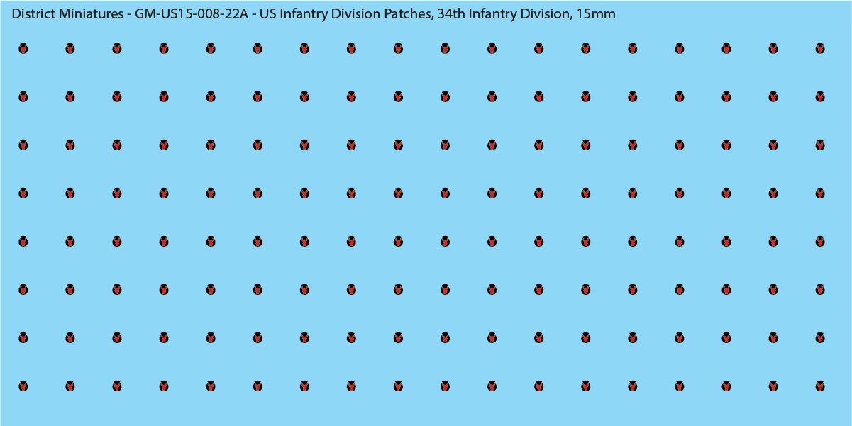 WW2 US - US Infantry Division Patches (Multiple Options), 15mm Decals