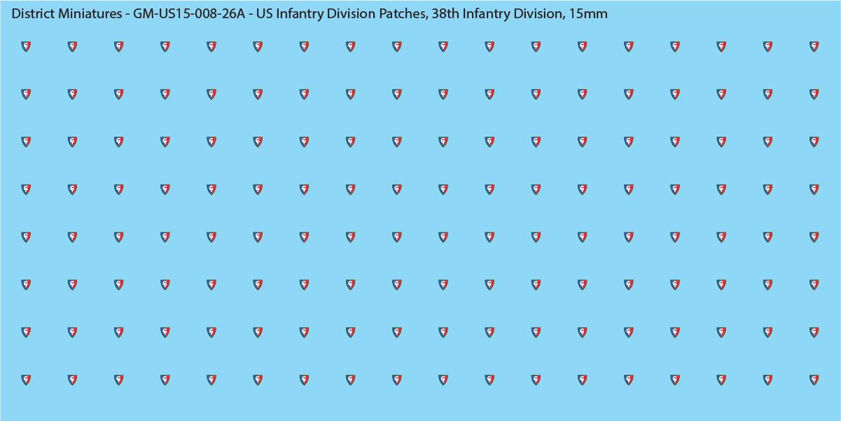 WW2 US - US Infantry Division Patches (Multiple Options), 15mm Decals