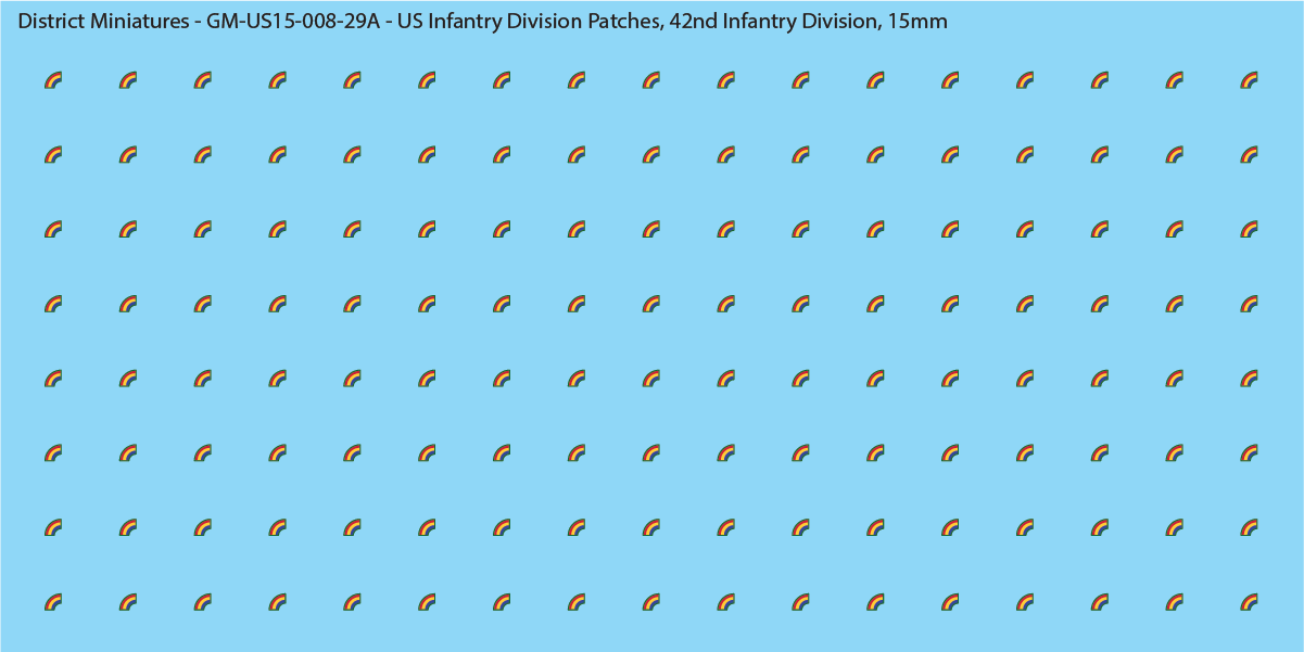 WW2 US - US Infantry Division Patches (Multiple Options), 15mm Decals