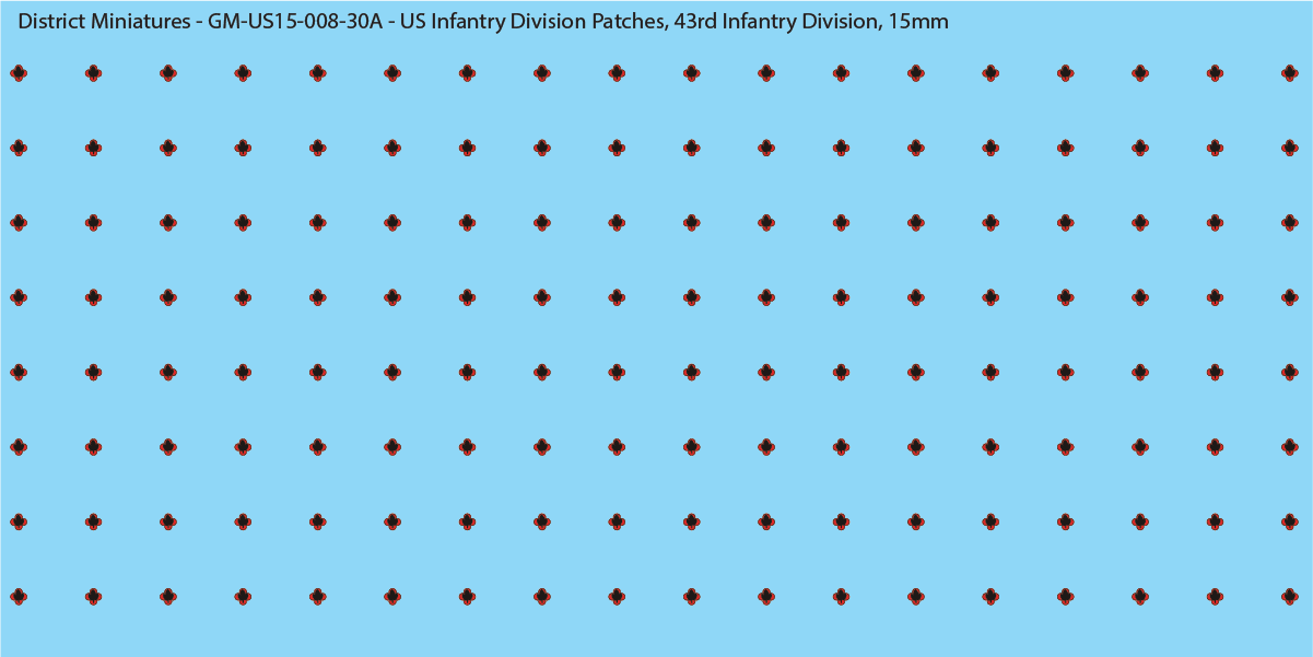 WW2 US - US Infantry Division Patches (Multiple Options), 15mm Decals