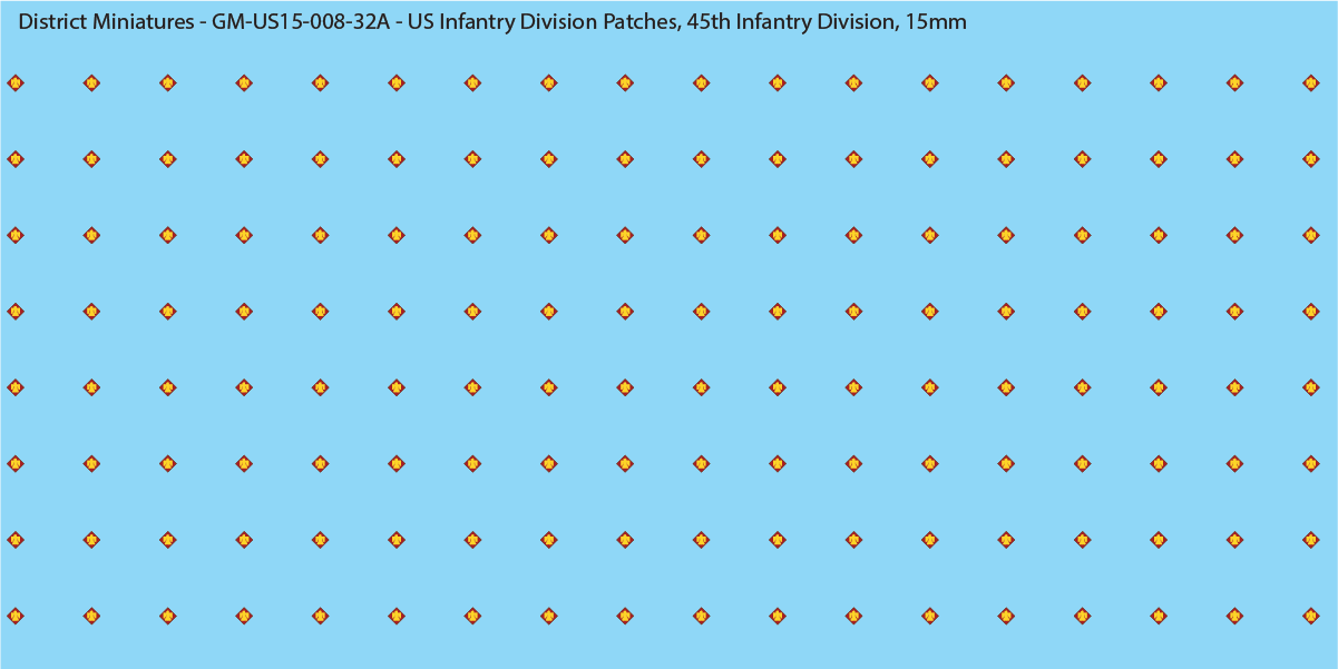 WW2 US - US Infantry Division Patches (Multiple Options), 15mm Decals