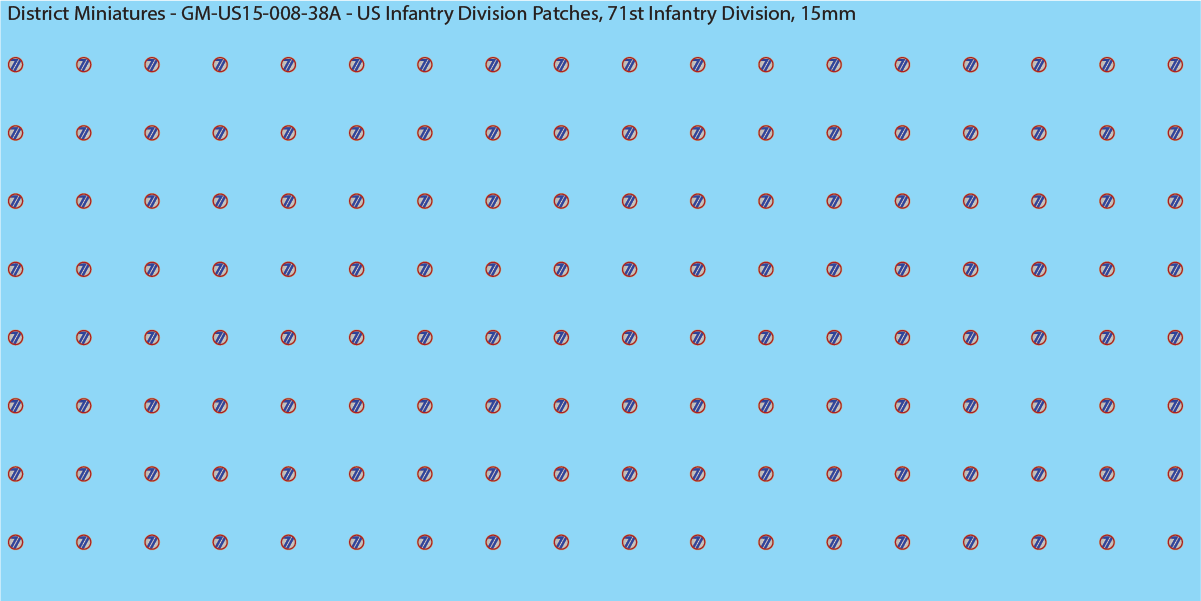 WW2 US - US Infantry Division Patches (Multiple Options), 15mm Decals